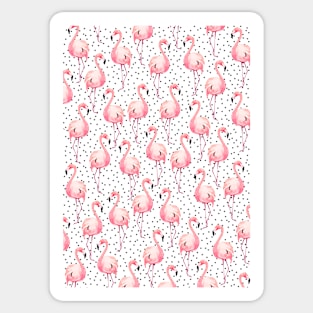 Flamingos, Polka dots pattern, Pink flamingos, Pattern, Fashion print, Funny art, Modern art, Wall art, Print, Minimalistic, Modern, Humor Sticker